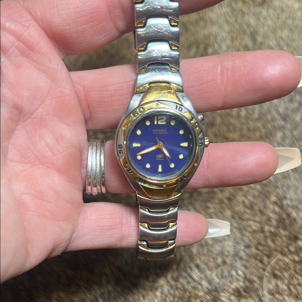 Fossil Silver and Gold Smartwatch with Two-Tone Metal Band
